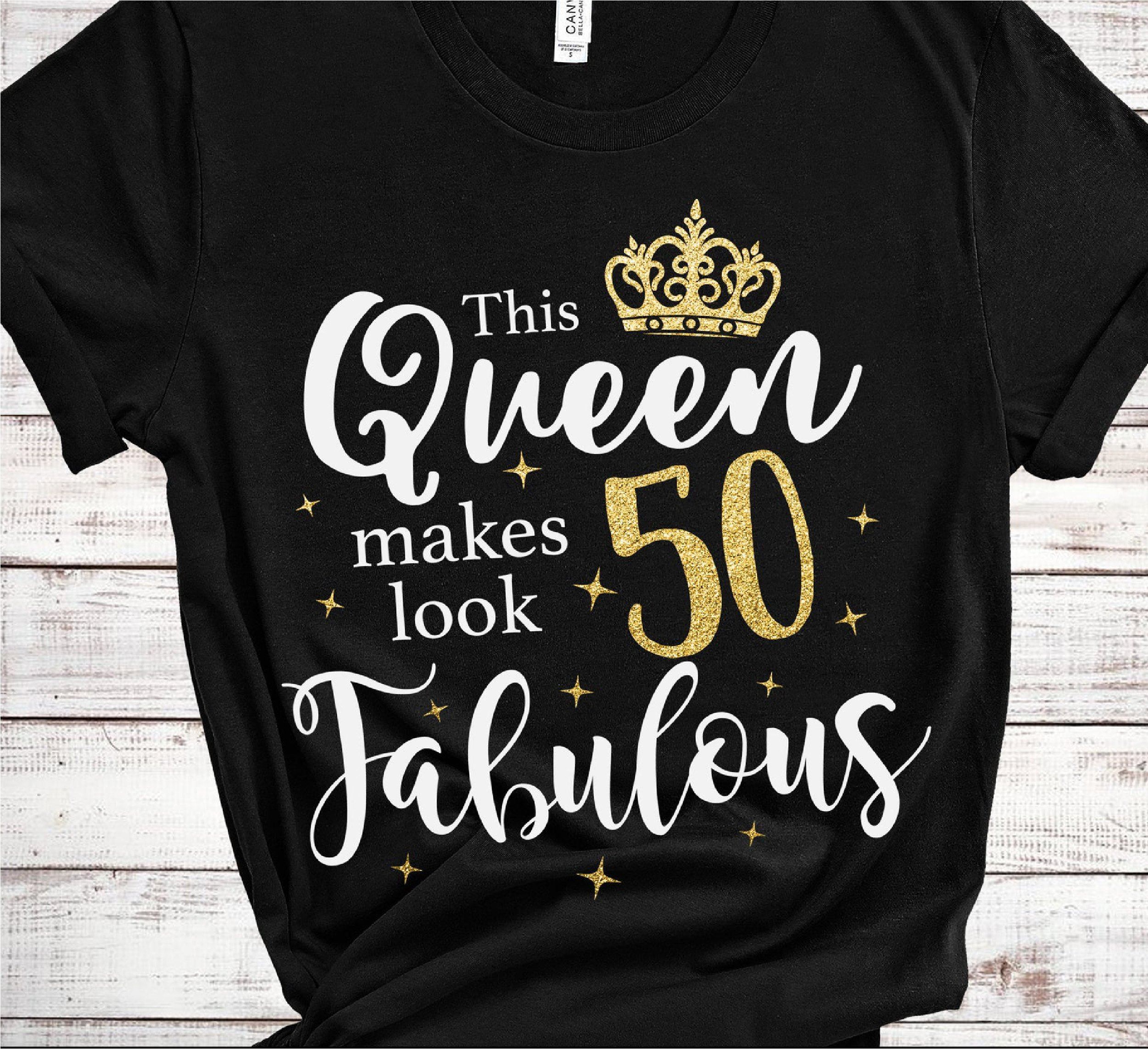 Personalized 50th Birthday Queen Sparkly Fabulous T-Shirts Buy Now